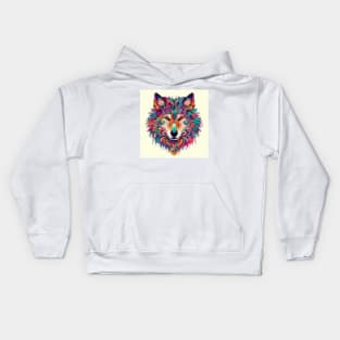 Psychedelic illustration of a wolf Kids Hoodie